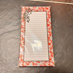 Michaels List Pad Bloc notes Floral Border Red Gray 80 Sheets